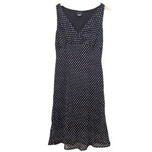 Faith Love & Passion Polka Dot V-Neck Chiffon Midi Dress Black Multi Sz 8 EUC